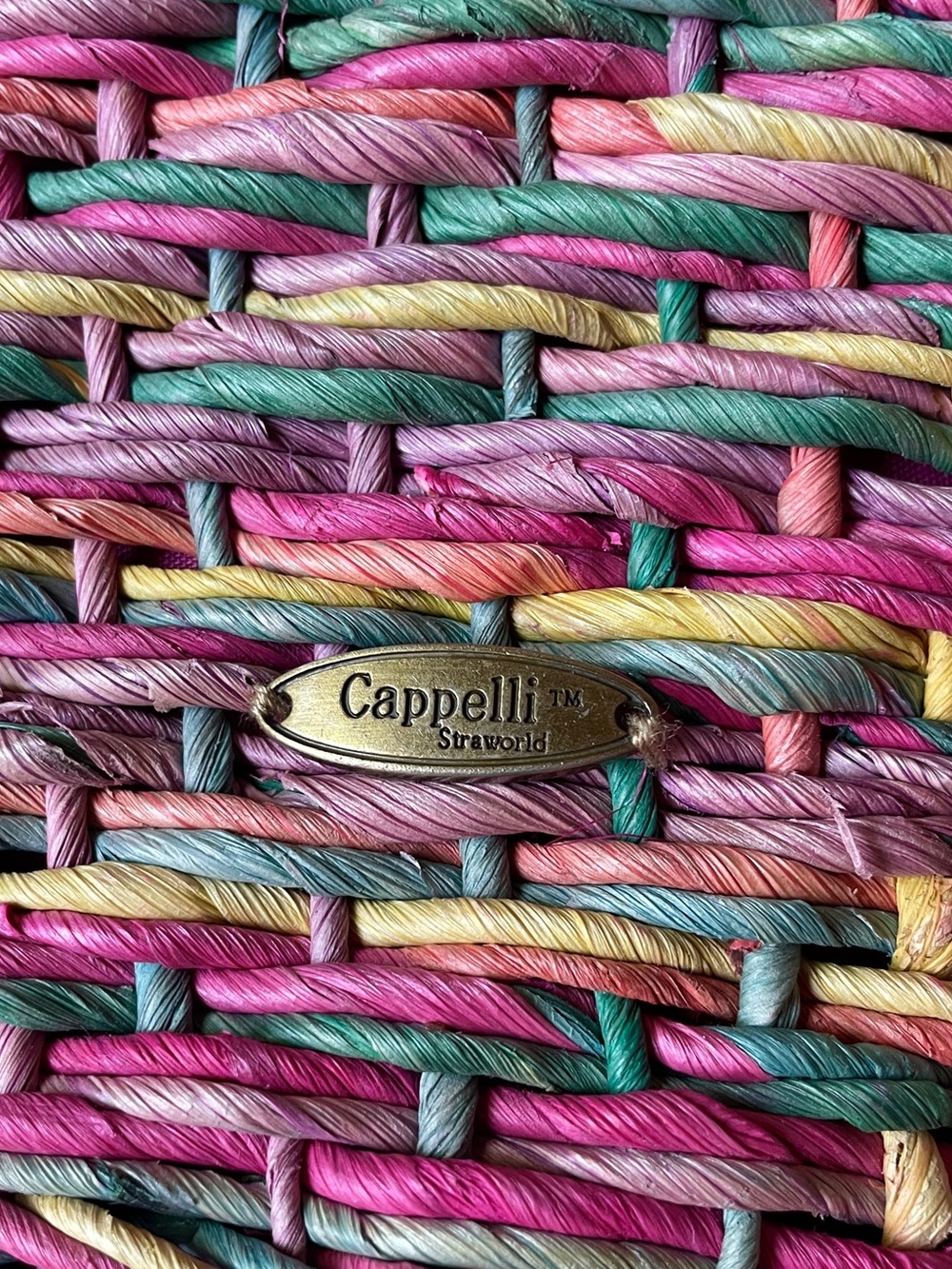 Cappelli Bright Pink Multicolor Woven Straw Tote Bag - Beach & Everyday - Picture 4 of 15